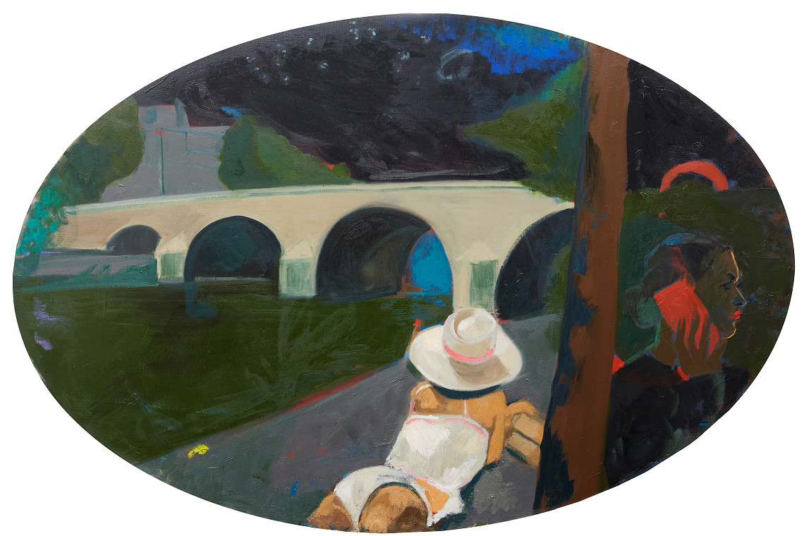 CHAPEAU BLANC (PONT NEUF), 2024, Oil and wax on panel, 180cm diameter