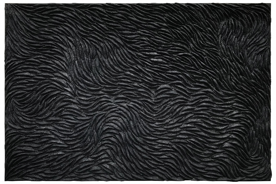 DISSIMULATION, Papier-mâché, ink on canvas, 210x140cm
