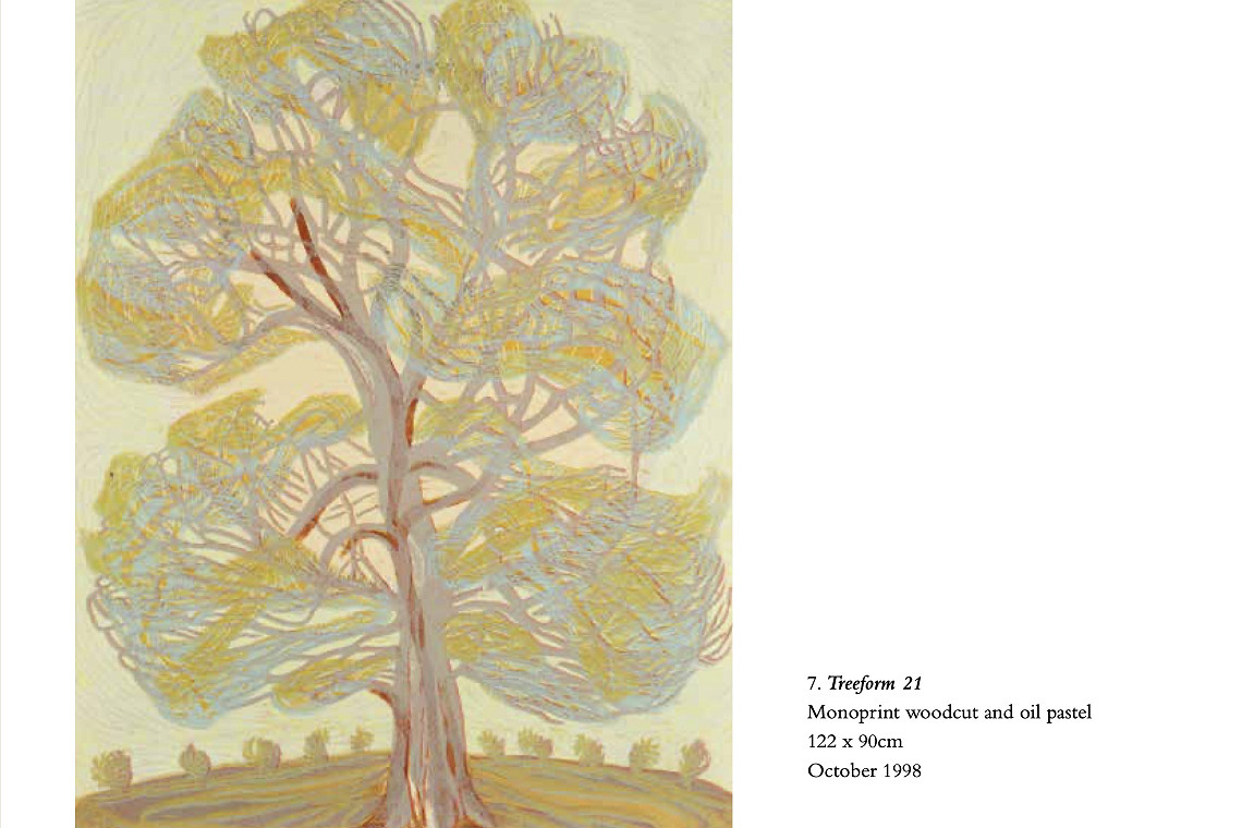 Treeform 21 Monoprint woodcut and oil pastel 122 x 90cm October 1998