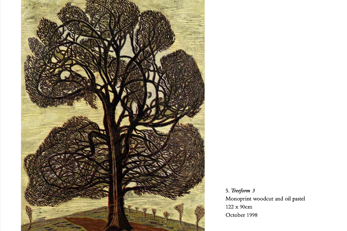 Treeform 3 Monoprint woodcut and oil pastel 122 x 90cm October 1998