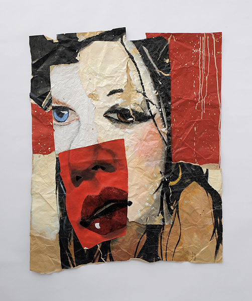 Red Favourite, 2009. Acrylic on brown paper, collage, 138 x 110 cm